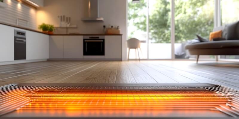 Plancher chauffant électrique dans une cuisine